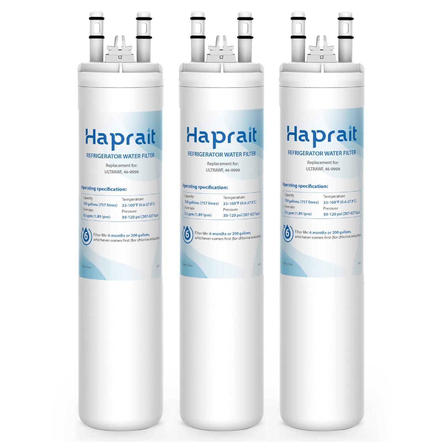 Haprait HP005 Replacement for Frigidaire ULTRAWF, Pure Source Ultra, Kenmore 9999, 469999, 46-9999, A0094E28261 Water and Ice, Height 11 inches, 3 Count