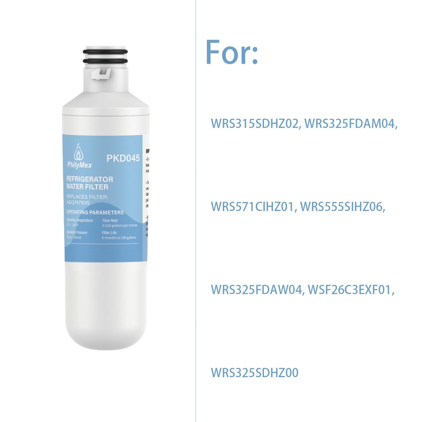 Water filter for WRS315SDHZ02, WRS325FDAM04, WRS571CIHZ01, WRS555SIHZ06, WRS325FDAW04, WSF26C3EXF01, WRS325SDHZ00 Replacement-3PK