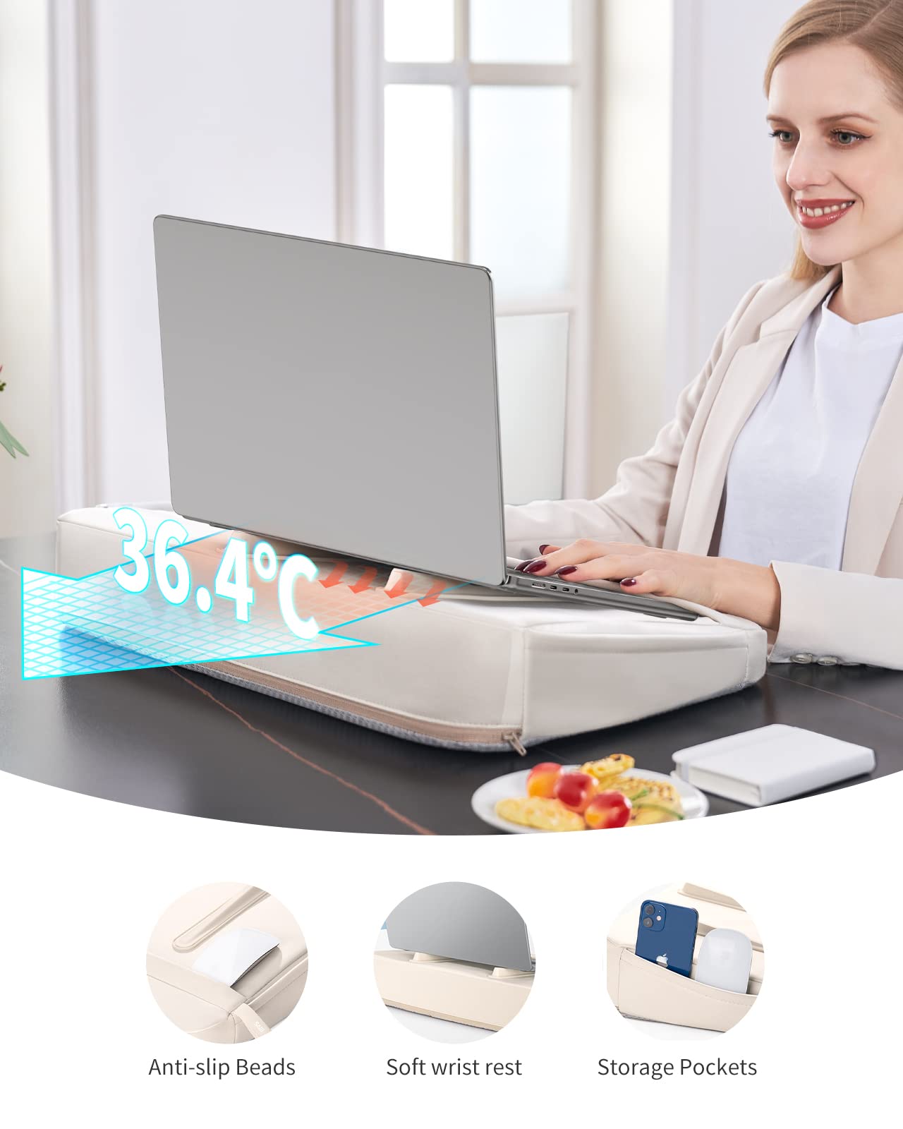 SAIJI Computer Lap Desk with Pillow Cushion,Ultra Lightweight Portable Computer Stand Desk for Couch, Bed & Chair