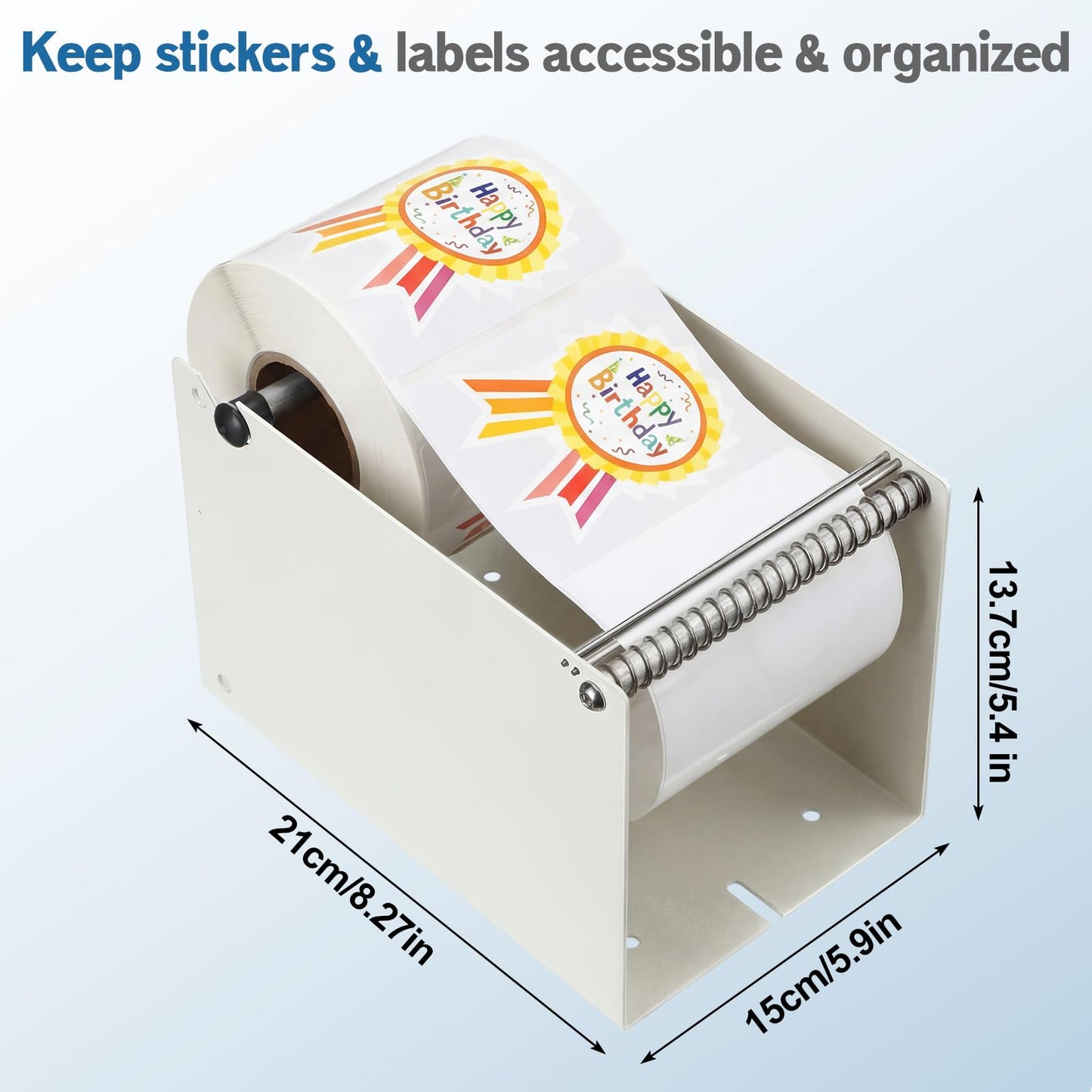 Otoolling Label Sticker Roll Dispenser Manual Label Dispenser Adjustable Metal Sticker Roll Holder for Multiple Rolls in Home Office Business Tabletop