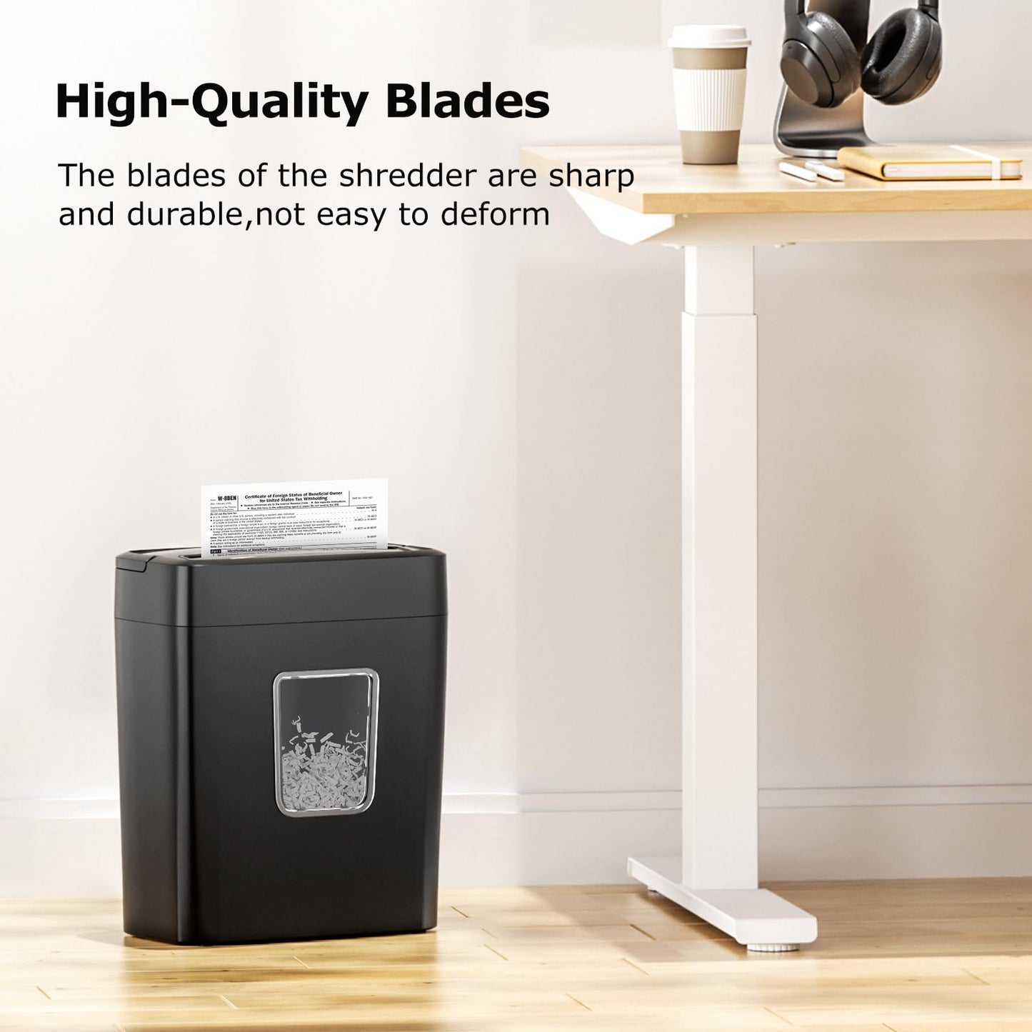 Bonsaii Paper Shredder, 8-Sheet Crosscut Home Office Shredder with 4.2 Gallon Bin, P-4 Security Level Document Shredder Shred Credit Card/Mail/Staple/Clip (C261-C Updated)