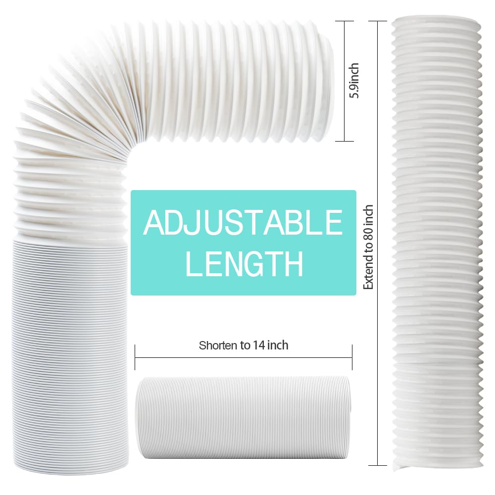 Portable AC Window Slide Kit with Exhaust Hose, Adjustable Window Seal for Air Conditioner Unit, Universal Sliding AC Vent Kit with 5.9” Round Coupler