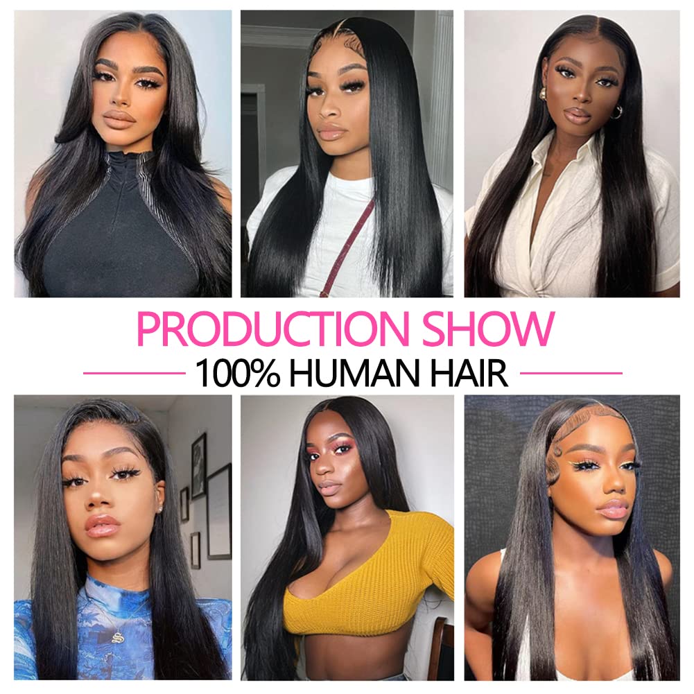 13x4 HD Lace Frontal Closure 20 Inch Straight Lace Frontal Human Hair 100% Unprocessed Brazilian Virgin Hair Ear to Ear Swiss HD Transparent Lace Closure Only Pre Plucked 1B Black