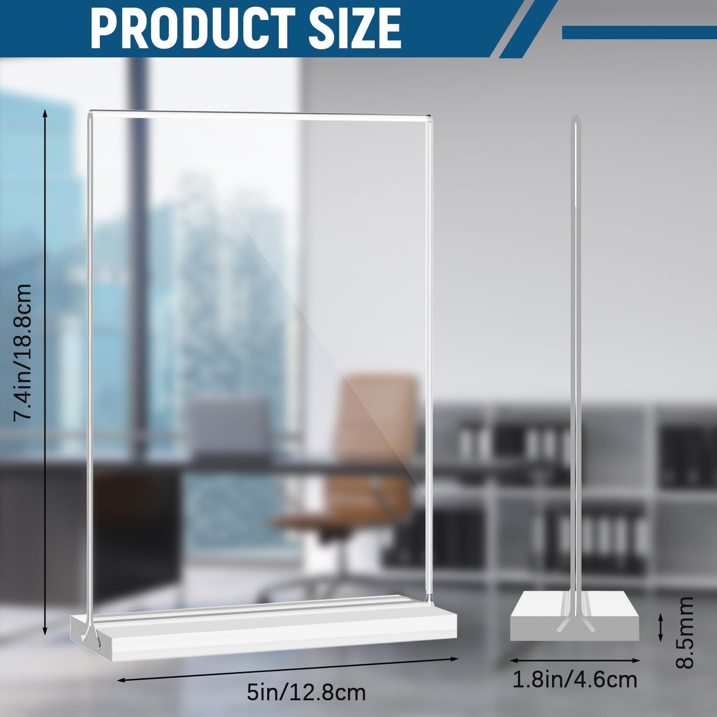 Dynta 24 Pack Acrylic Sign Holder 5x7 Inches Double Sided Picture Frame T Shape Flyer Menu Holder Table Vertical Plastic Clear Display Stand for Restaurant Office Retail Home Wedding