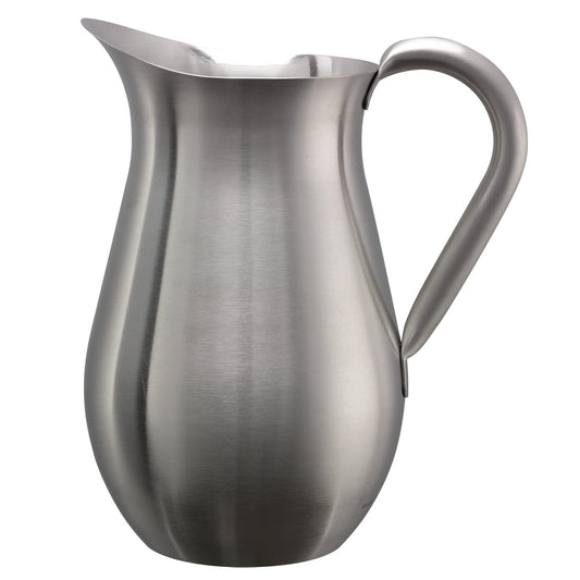 Service Ideas WPB2BSNG Water and Cold Beverage Pitcher, No Ice Guard, Bell Shaped, Stainless Steel, 2 Liter (67.6 Ounce), Dishwasher Safe, Brushed