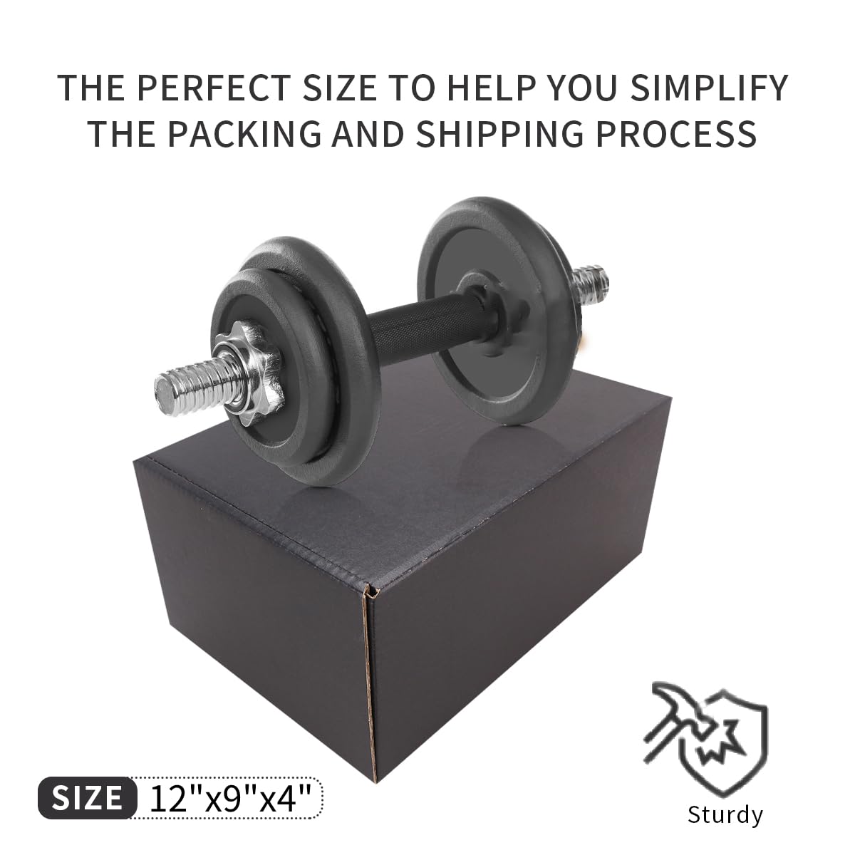 JIUZHOUXIN Shipping Boxes,12"x9"x4" Black Corrugated Cardboard Boxes, Which is Anti-Impact Come with Exquisite Sealing Label.Suitable E-Commerce Packaging, Shipping Packaging. (12"x9"x4" 20pcs-Black)