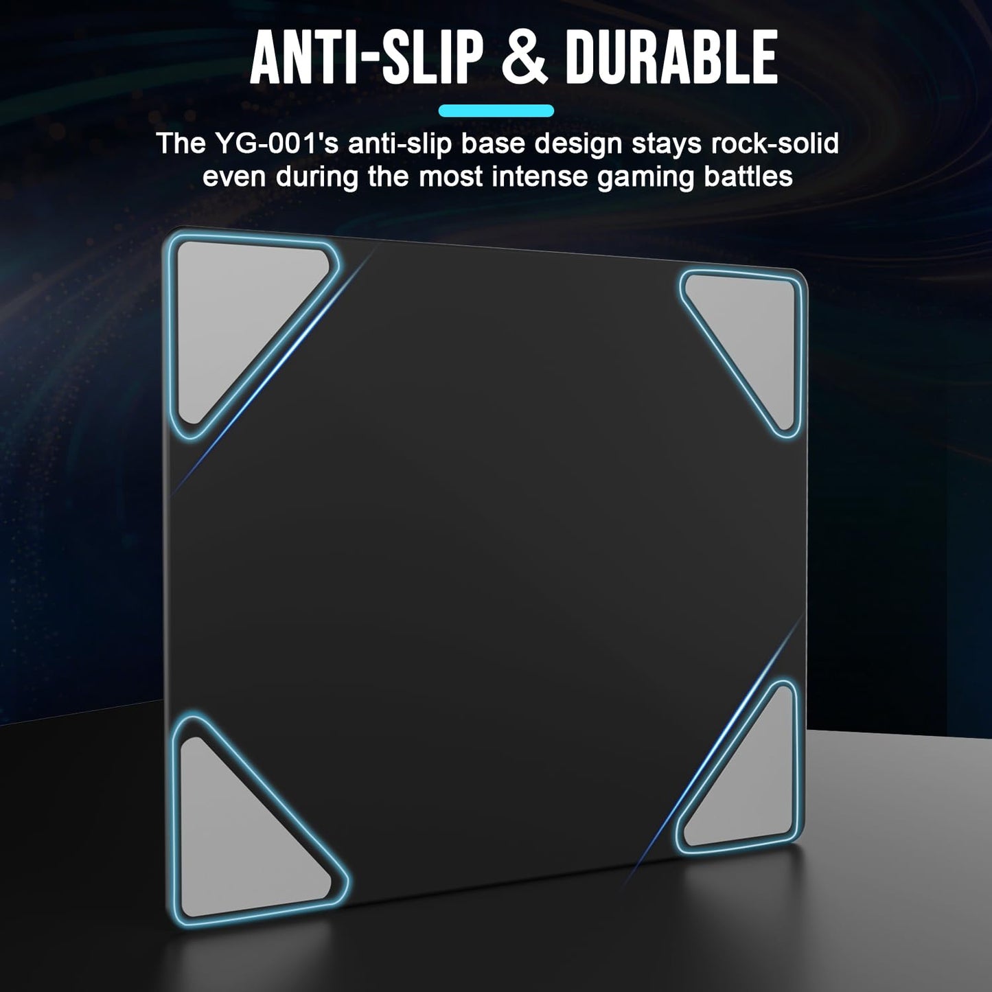 YOGARS Tempered Glass Gaming Mouse Pad, Ultra-Smooth Micro-Etched Surface Speed & Control, Large 19.7"x15.7" Anti-Slip Base, Easy Clean Scratch Resistant for Esports and Work (Black)