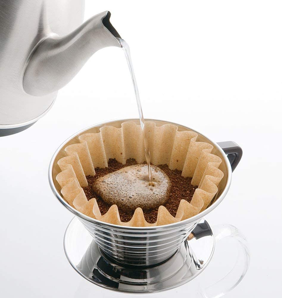Carita Kalita Stainless Steel Coffee Dripper Wave Series - 2-4 People, 185S, Made in Japan, For 2-4 Cups