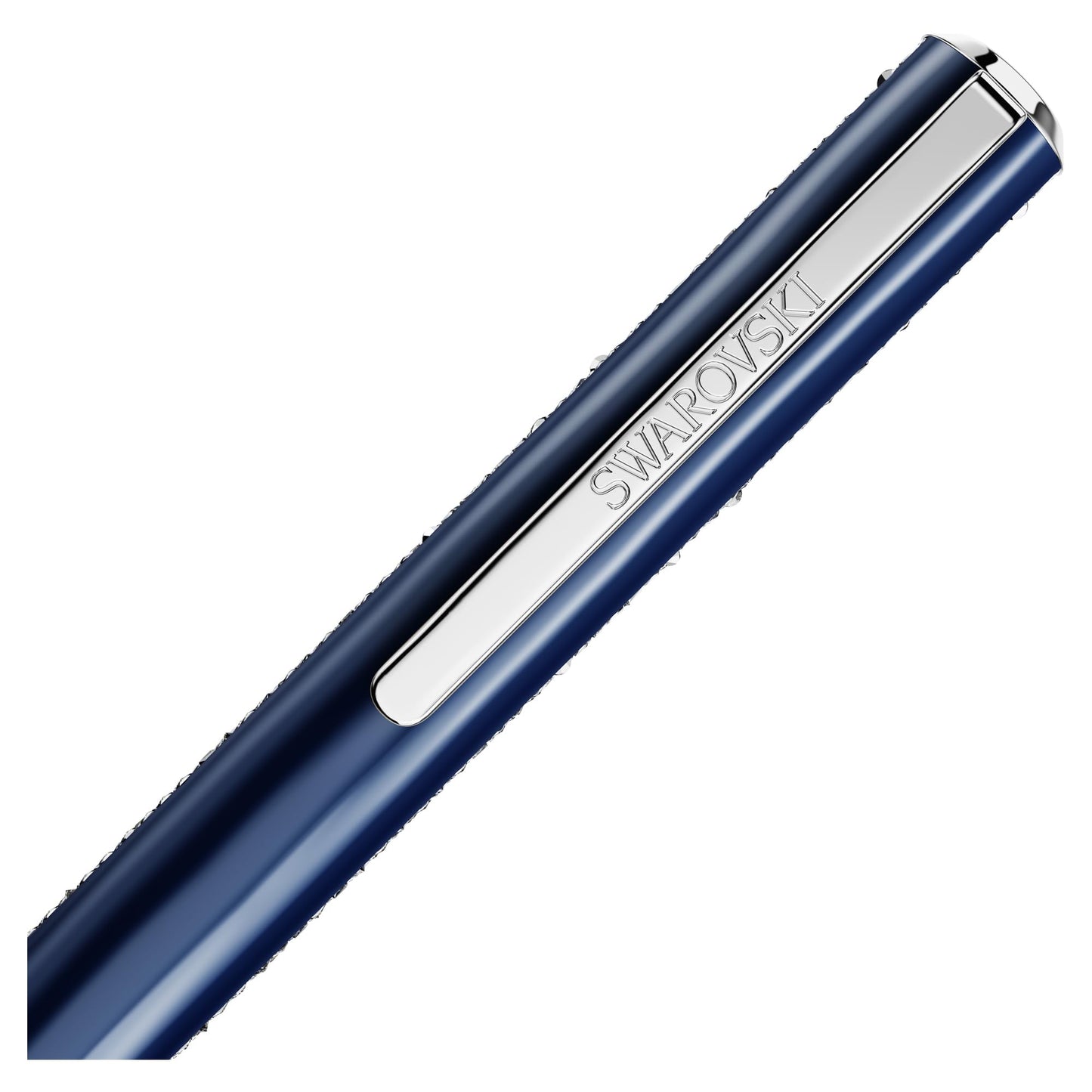 Swarovski Crystal Shimmer Glide ballpoint pen, Blue, Blue lacquered, Chrome finish