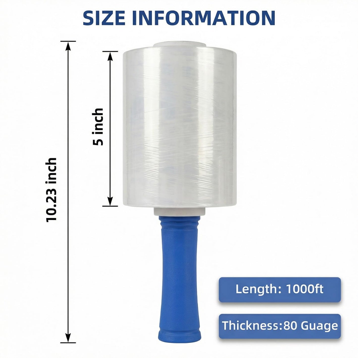 6 Pack Stretch Film Wrap for Moving, 5 Inch x 1000ft 80 Gauge Clear Self-Adhering Wrap with Handle for Moving, Packing, Shipping, Pallet & Furniture Protection