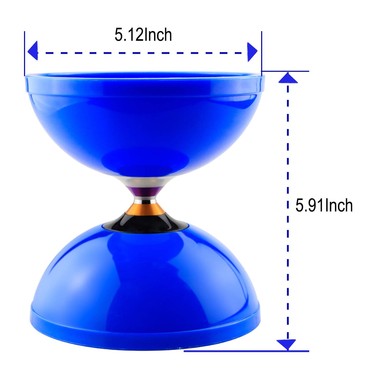 MAGICYOYO Pro Triple Bearing Diabolo Medium Size 5” Blue Chinese Yoyo Toy with 2 Pair Carbon Sticks+ 2 Extra Strings +1 Net Bag, High Performance Chinese Yoyo Diabolo Skill Toy