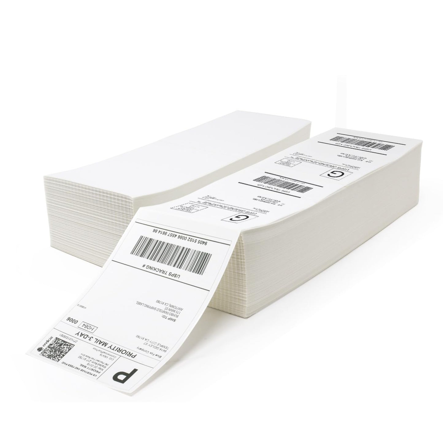 Buhbo 4 x 6 Direct Thermal Labels, Perforated and BPA Free, Compatible with Zebra & Rollo Printers, Commercial Grade White Shipping Labels (2000 pcs - 2 Stacks of 1000)