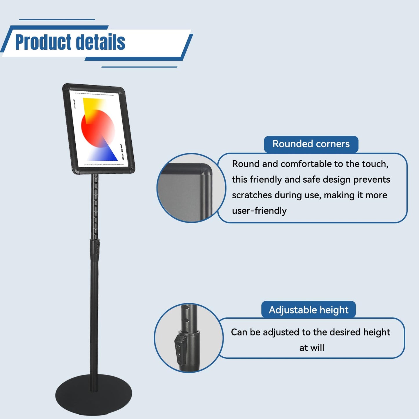 2PACK Sign Stand Holder 8.5×11-Inch Adjustable Floor Standing Poster Stand with Heavy Duty Base for School Church Business Show,Black
