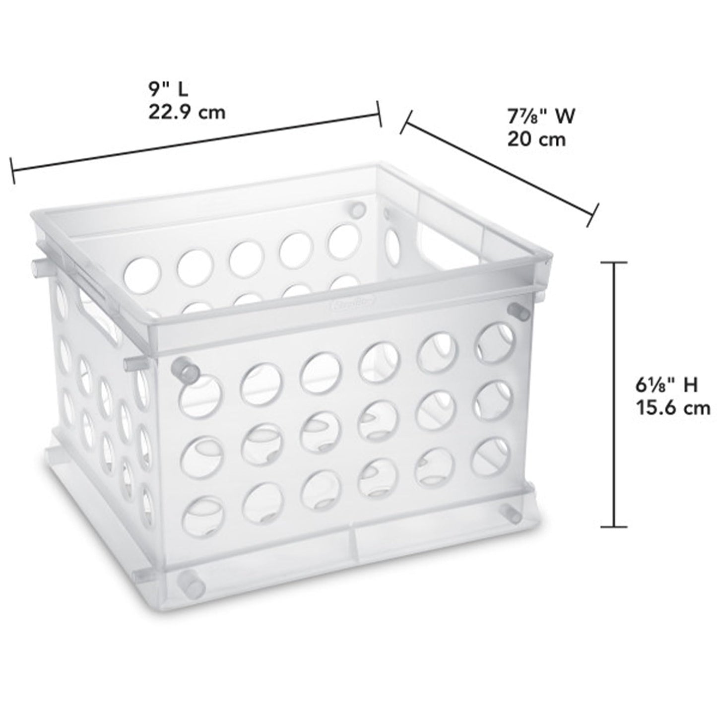 Sterilite Mini Crate, Stackable Plastic Storage Bin with Handles, Organize Home, Garage, Office, School, Dorm Room, Clear, 12-Pack