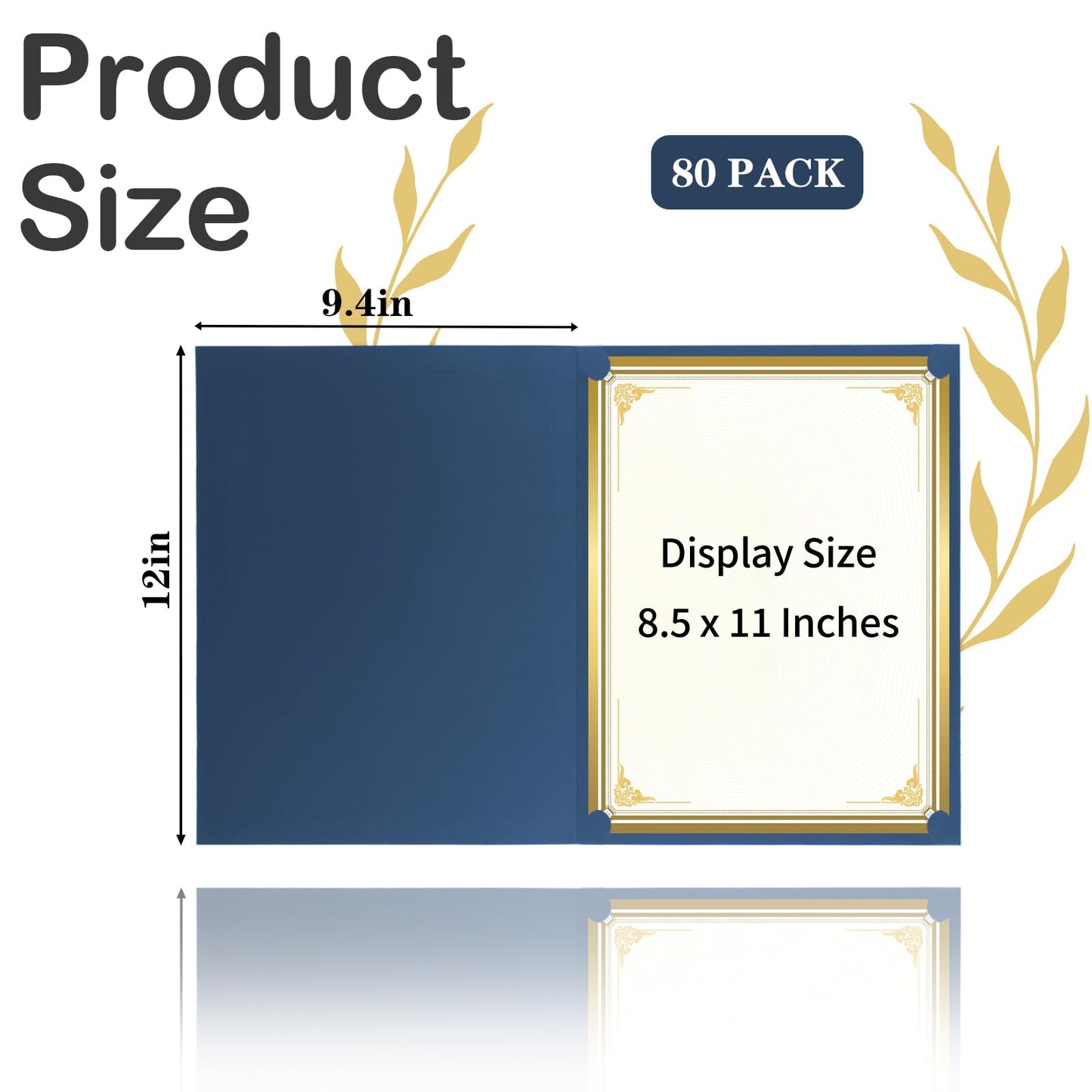 80 Packs Certificate Holders, Navy Blue Certificate Covers, Diploma Holders, Certificate Folders with Gold Foil Border for Letter Size 8.5" x 11" Certificates, Diploma, Documents, Award Cover