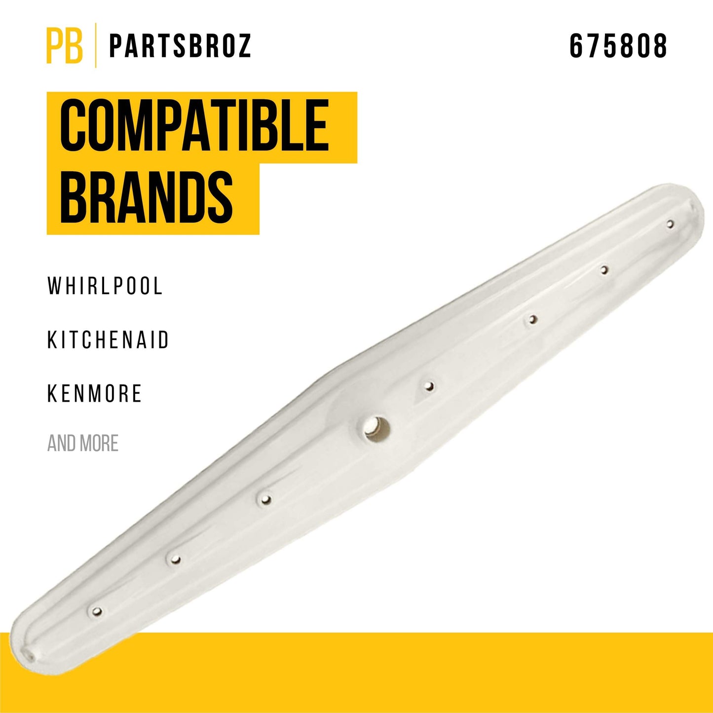 PartsBroz Middle Spray Arm Kit 675808 - Compatible With Whirlpool Kenmore KitchenAid Dishwasher - Replaces 679719 AP3115182 PS382824 3378147 3379644 9742989 9742992 9742995 9743210 675808C2 675808VP