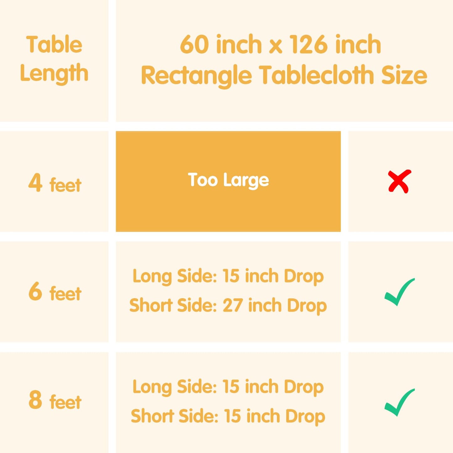 BRILLMAX 6 Pack Beige Tablecloths 60 x 126 Inch for 8ft Rectangle Tables - 150 GSM Polyester Fabric, 15" Standard Drop, Water, Stain & Wrinkle Resistant Cloth Cover for Wedding Banquet Dining Buffet