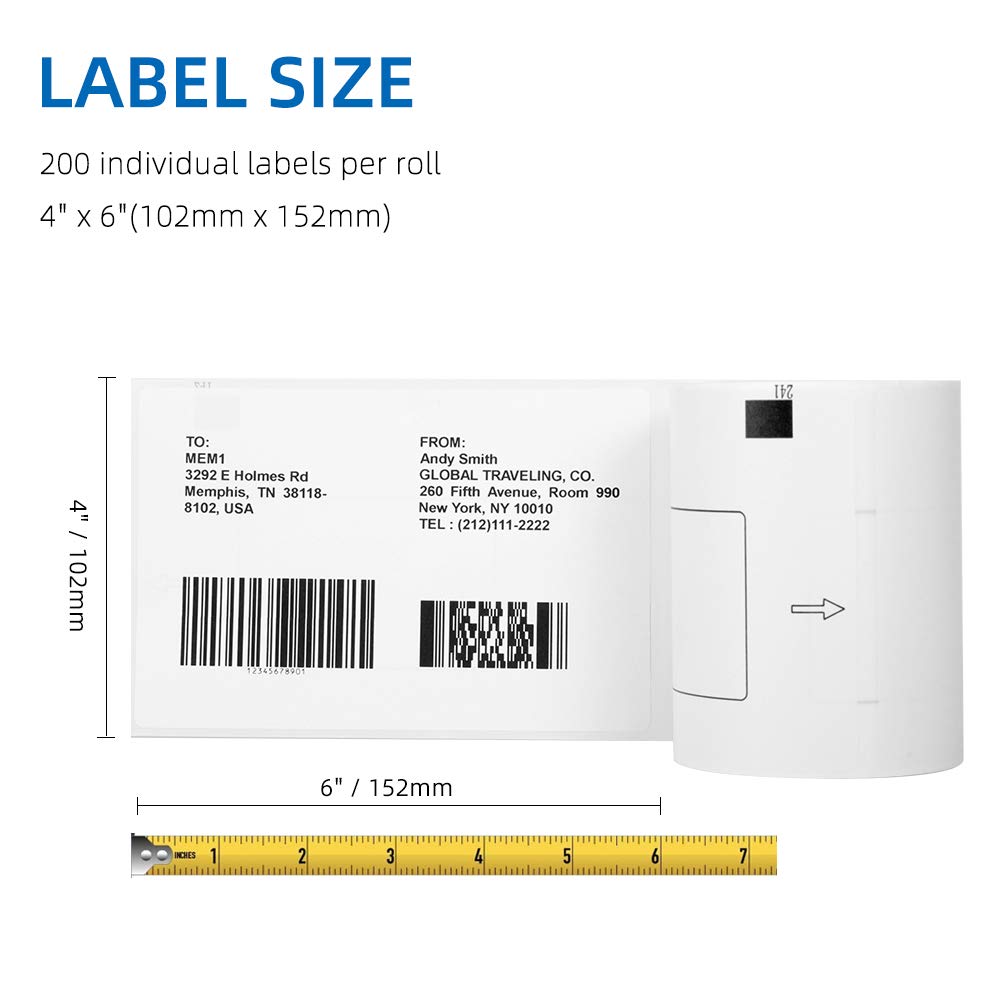 COLORWIING 4" x 6" Shipping Labels Compatible for Brother DK-1241 102mm x 152mm Die-Cut Large White Address Paper Labels, for Brother QL-1110NWB QL-1100 Label Printer (4 Rolls+1 Frame)