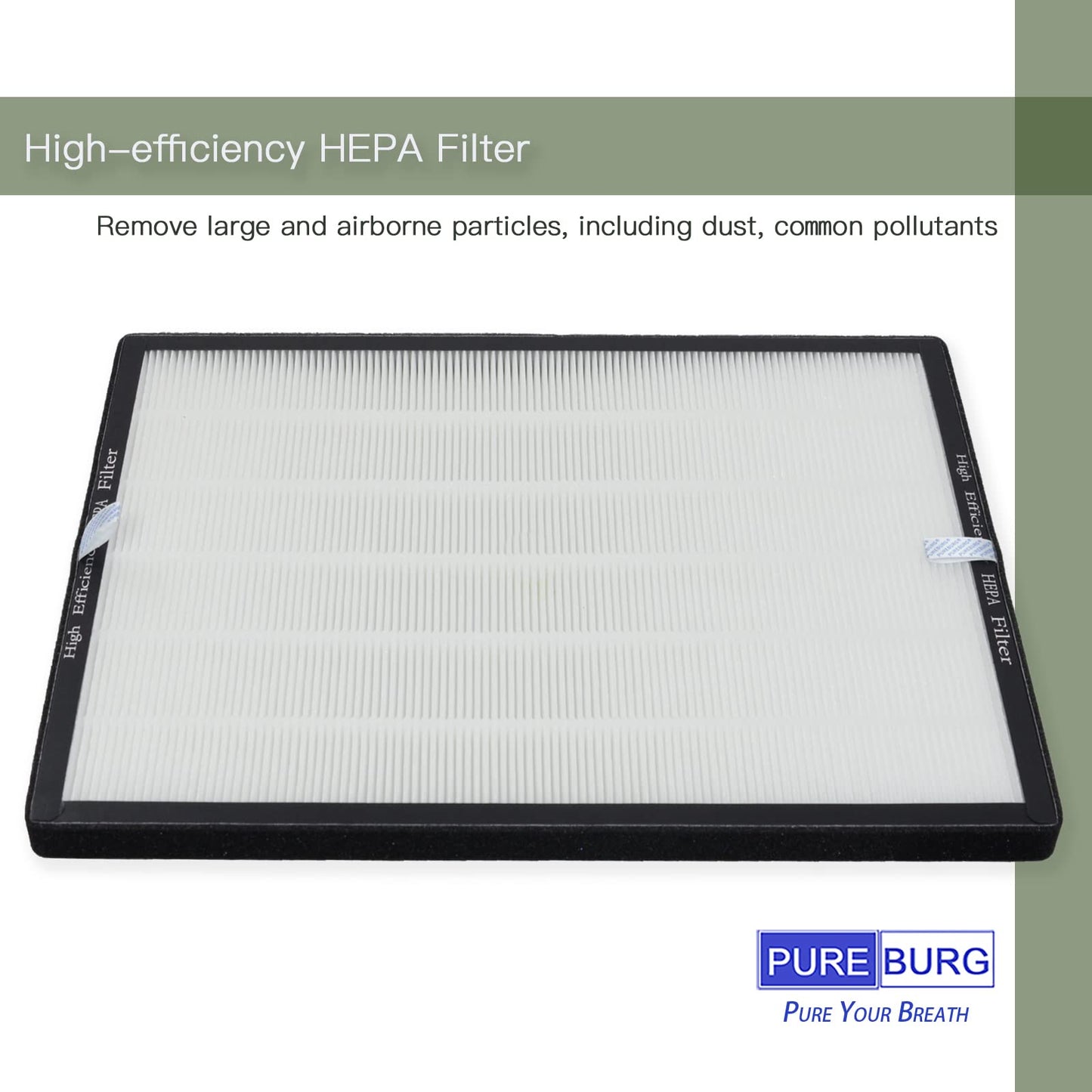 PUREBURG Replacement Filter Compatible with BLACK and DECKER BAPUV150 Air Purifier Part AF3, H13 True HEPA an Activated Carbon Multi-Layer Filtration, Pack of 3