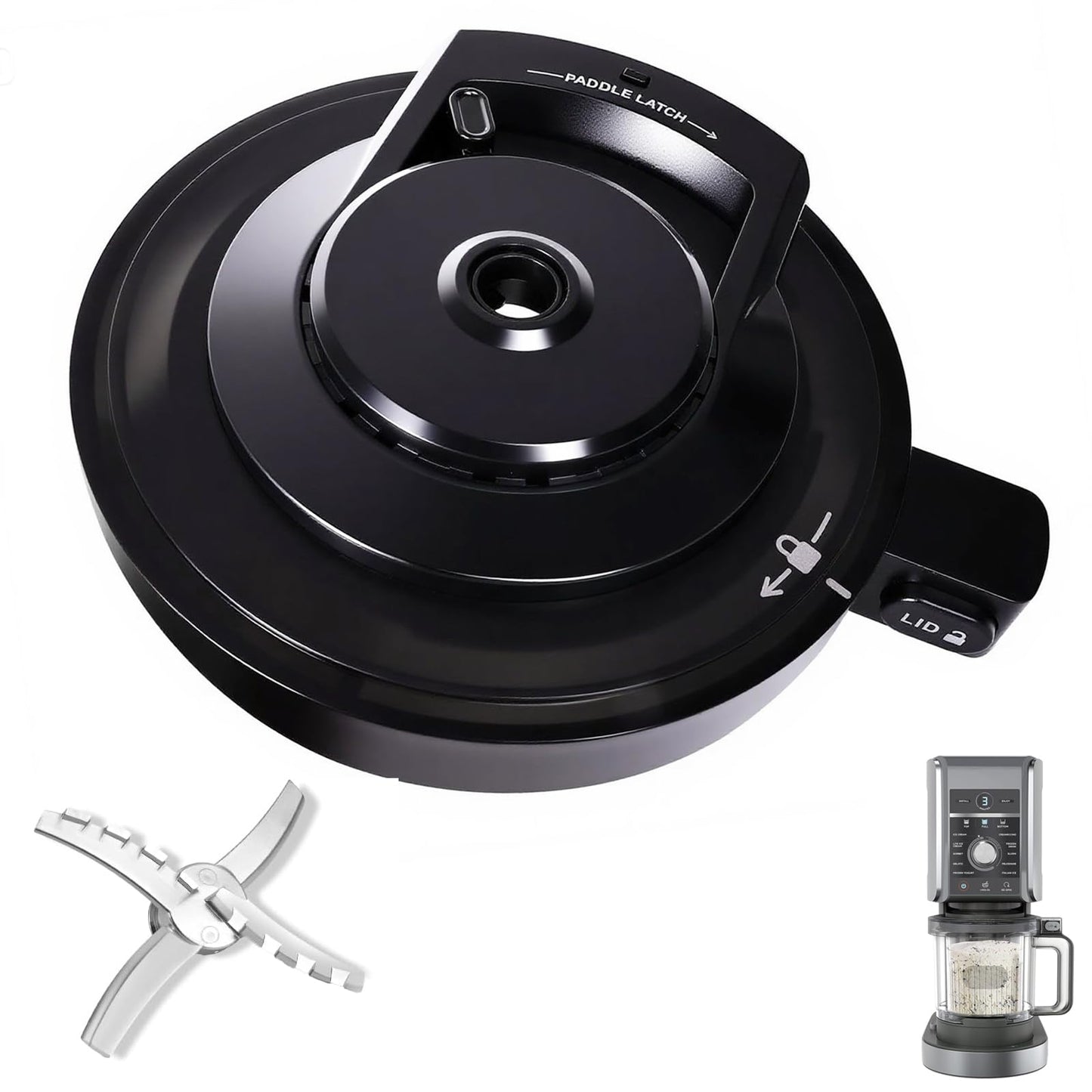 NC 500 Series Outer Bowl Lid and Paddle for Deluxe Ice Cream Maker - Reusable Creami Deluxe Replacement Accessories Compatible with Ninja NC500, NC501, NC501H, NC501HBL, NC501HGN and CN501CO, BPA-Free