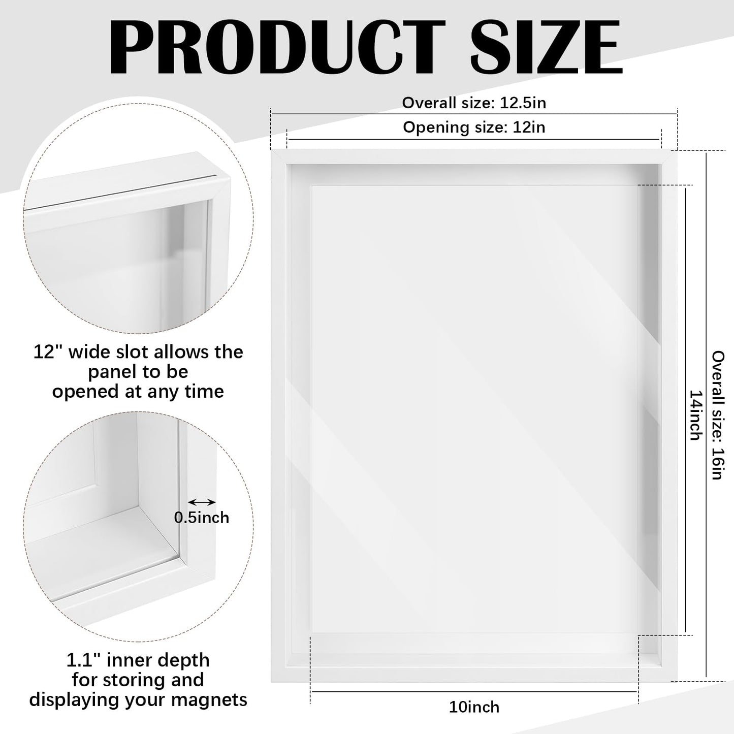 Vicenpal 2 Pcs Large Magnetic Board 16" x 12" Magnet Display Board Removable Souvenir Fridge Magnet Frames Case for Wall Dust Proof Magnetic Shadow Box for Wall Table Refrigerator (White)