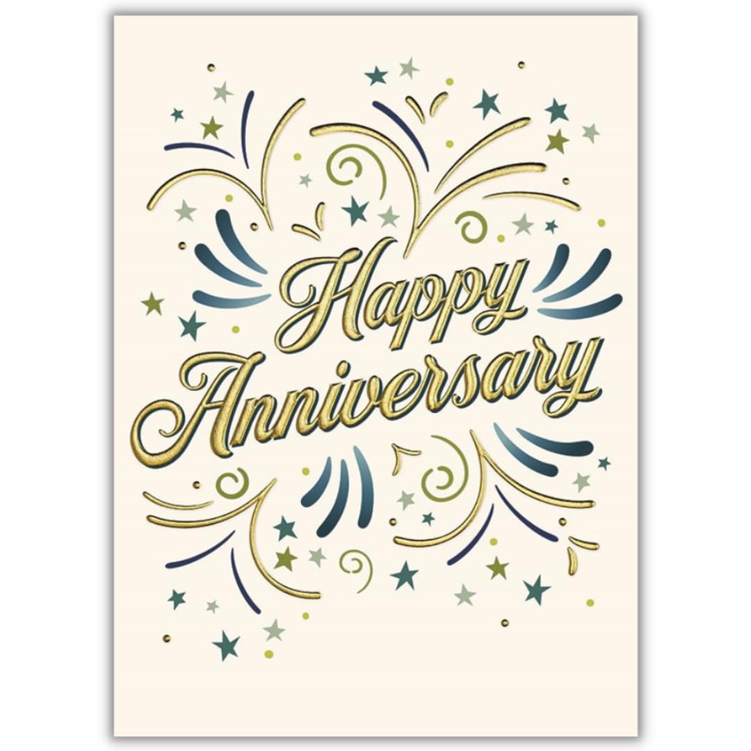 25 Employee Anniversary Cards - Elegant Gold Bursts Design - 26 White Envelopes - FSC Mix