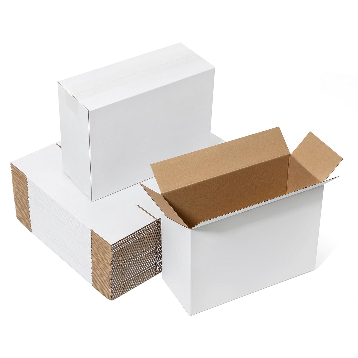 Mefleet 12x5x9" Shipping Boxes 50 Pack - Corrugated Cardboard Mailing Box Packaging for Small Business - White Mailer Packing Supplies