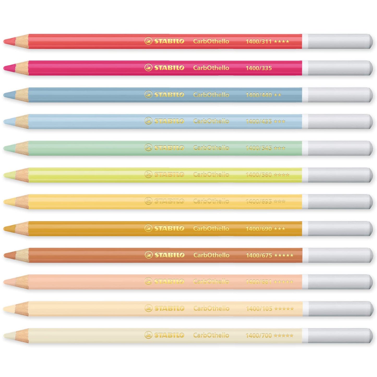 STABILO Chalk-Pastel Pencil CarbOthello - Pack of 12 - Pastel Tones