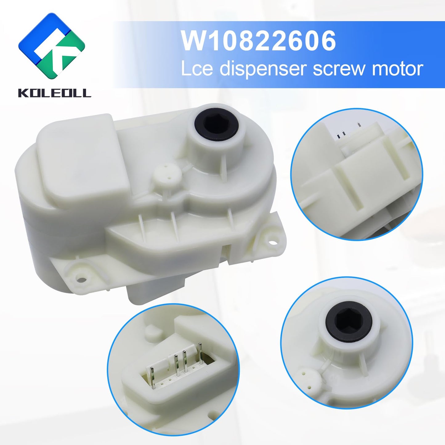 W10822606 Ice Dispenser Auger Motor Compatible with Whirlpool Refrigerator, 120 Volt 60HZ, Replace W10215646 W10271506 W11185741 W11298175 W11391787