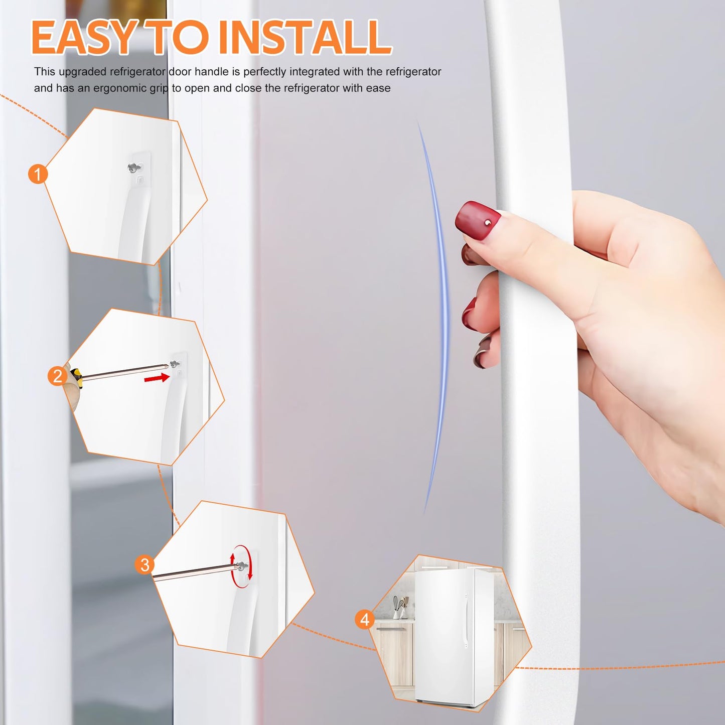 Upgraded Frigidaire Kenmore Refrigerator Handle Replacement - White Freezer Refrigerator Door Handle