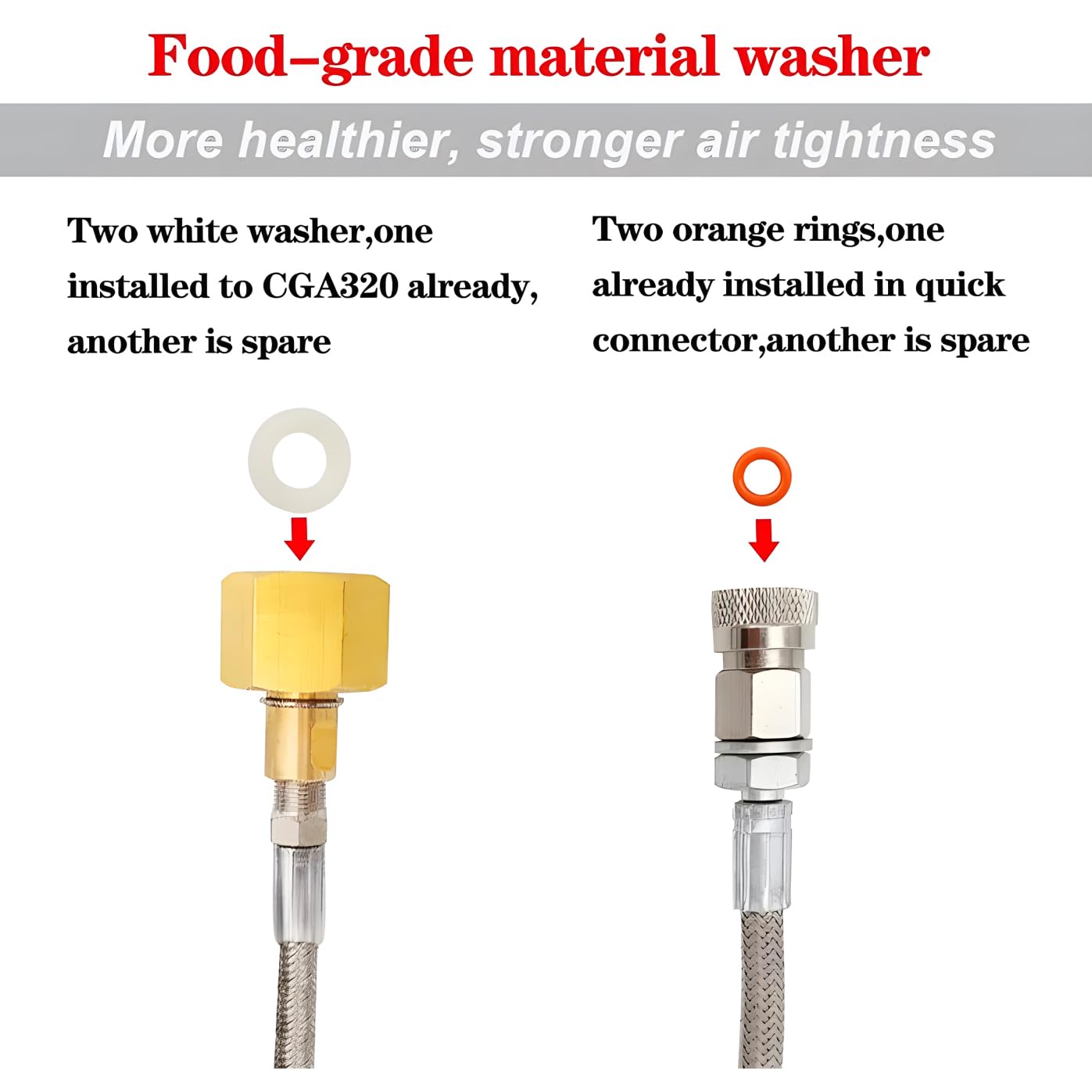 Upgrade Soda Machine Co2 Adapter Hose with High Pressure 60in Stainless Steel Hose,CGA320 to TR21-4 Carbonated Water Soda Maker Co2 Fill Kit Compatible with OneTouch/Jet/Aqua Fizz Soda Maker
