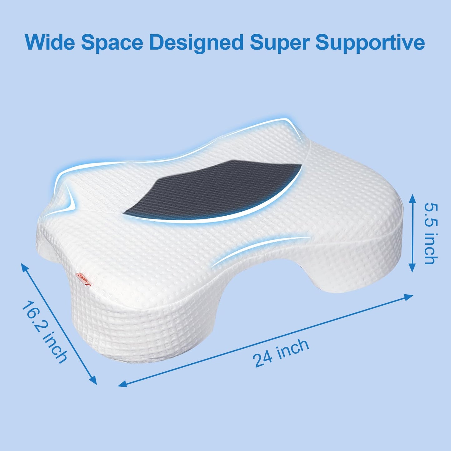 Funpkoser Side Sleeper Pillow with Arm Holes, Memory Foam Pillow for Neck Shoulder Cervical Pain Relief, Ergonomic Arm Holes Positioner Cooling Bed Pillows for Side Sleeping (Light Grey)