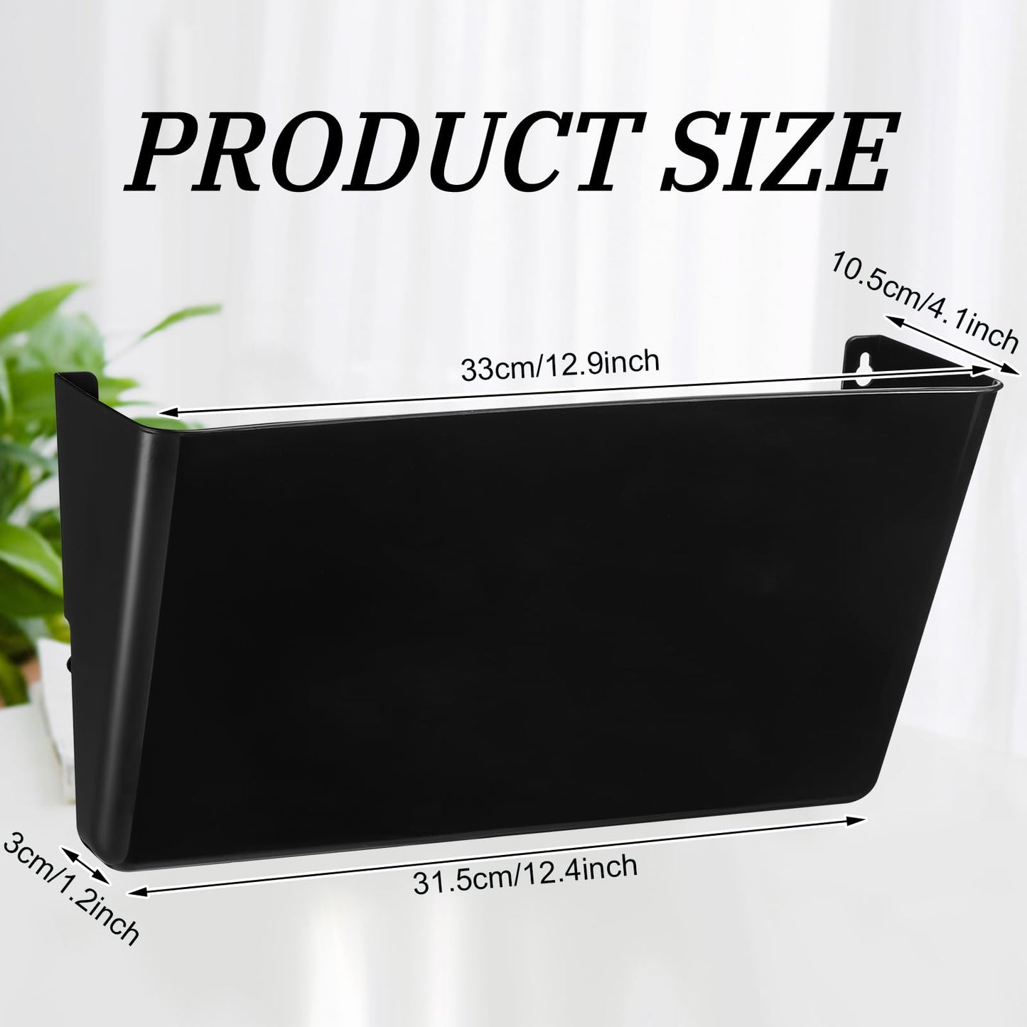 Tenceur 10 Pcs Single Pocket Wall Mount File Holder Black Plastic Wall Pocket with Screws and Tape Hanging File Organizer Letter Holder for Home Letters Mail Magazine Office