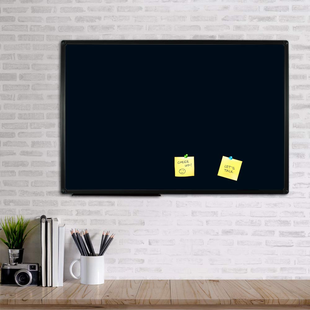 JILoffice Magnetic Chalkboard/Black Board 36 x 24 Inch, Black Aluminum Frame Board with Marker Tray for Office Home and School, Best Choice for Note and Art