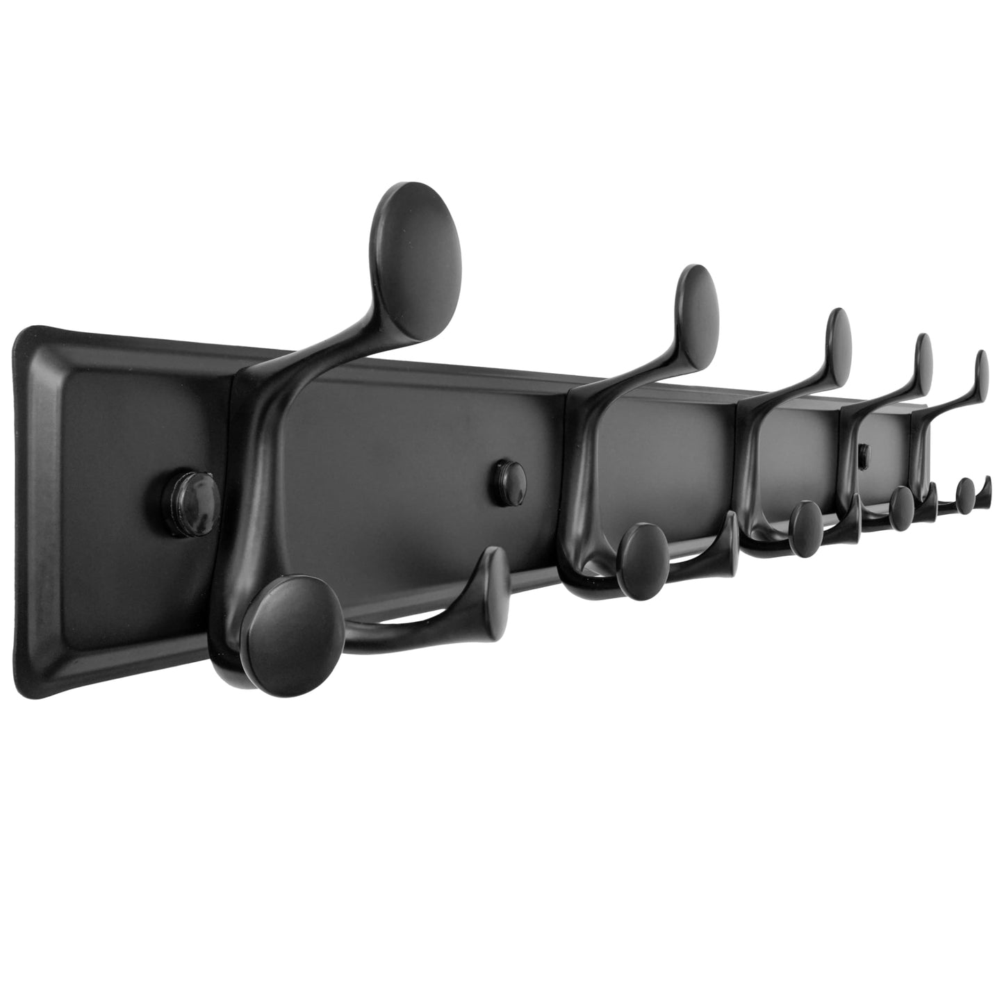 SKOLOO 15 Hooks Wall Mounted Coat Rack, 30 Inch Modern Coat Hanger for Entryway, Bathroom, Garage, Lightweight with 16 Inch Stud Spacing Design, Matte Black