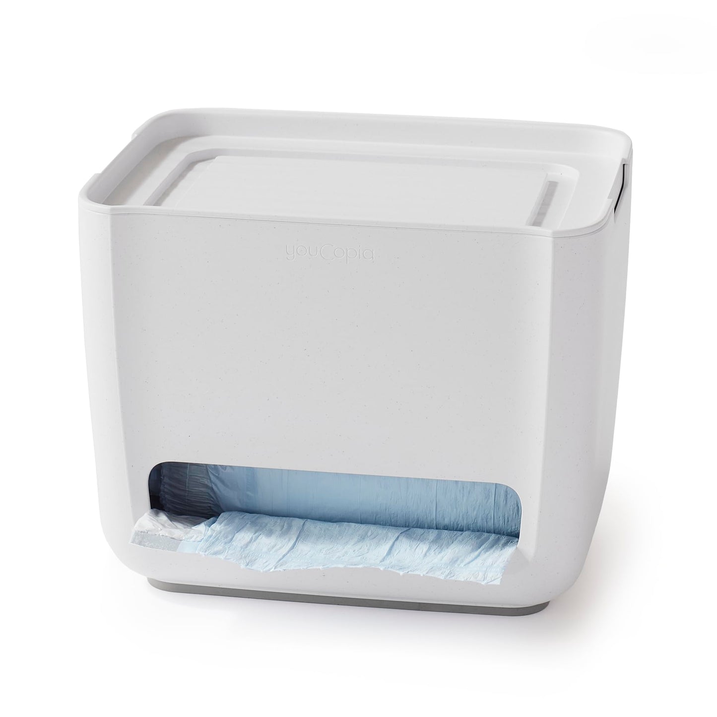 YouCopia SinkSuite Trash Bag Dispenser, Standing Garbage Bag Organizer with Removable Lid and Cradle for Storage, Speckled White
