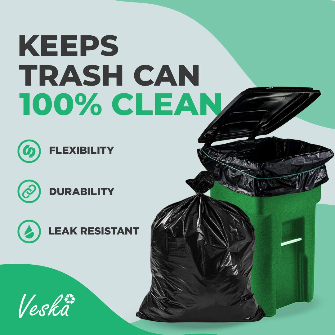 Veska 65 Gallon Trash Bags Heavy Duty | 120 Count | 64 Gallon Trash Bags for Toter - Large Garbage Bag 70 Gallon