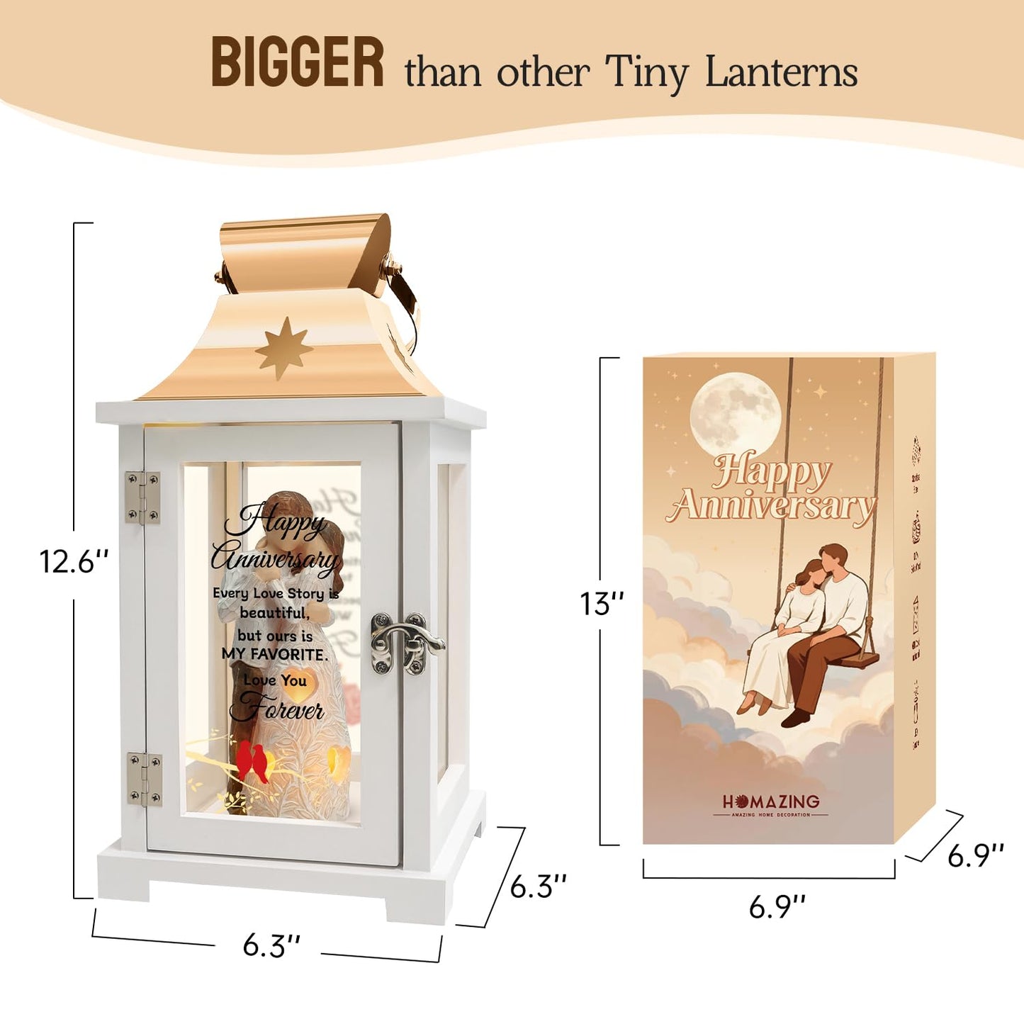 Homazing Wedding Anniversary Lantern Gift for Couple Wife Women Her Husband, Best Anniversary Wedding Gift for Couple Wife Parents 1st, 5th, 25th, 50th