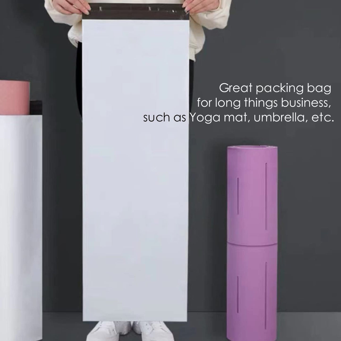 Poly Mailers Long Shipping Bags 12x43 Inch 50 Pack Envelopes Bag for Unique Items Storage Packaging, White Self Sealing Waterproof Mailing