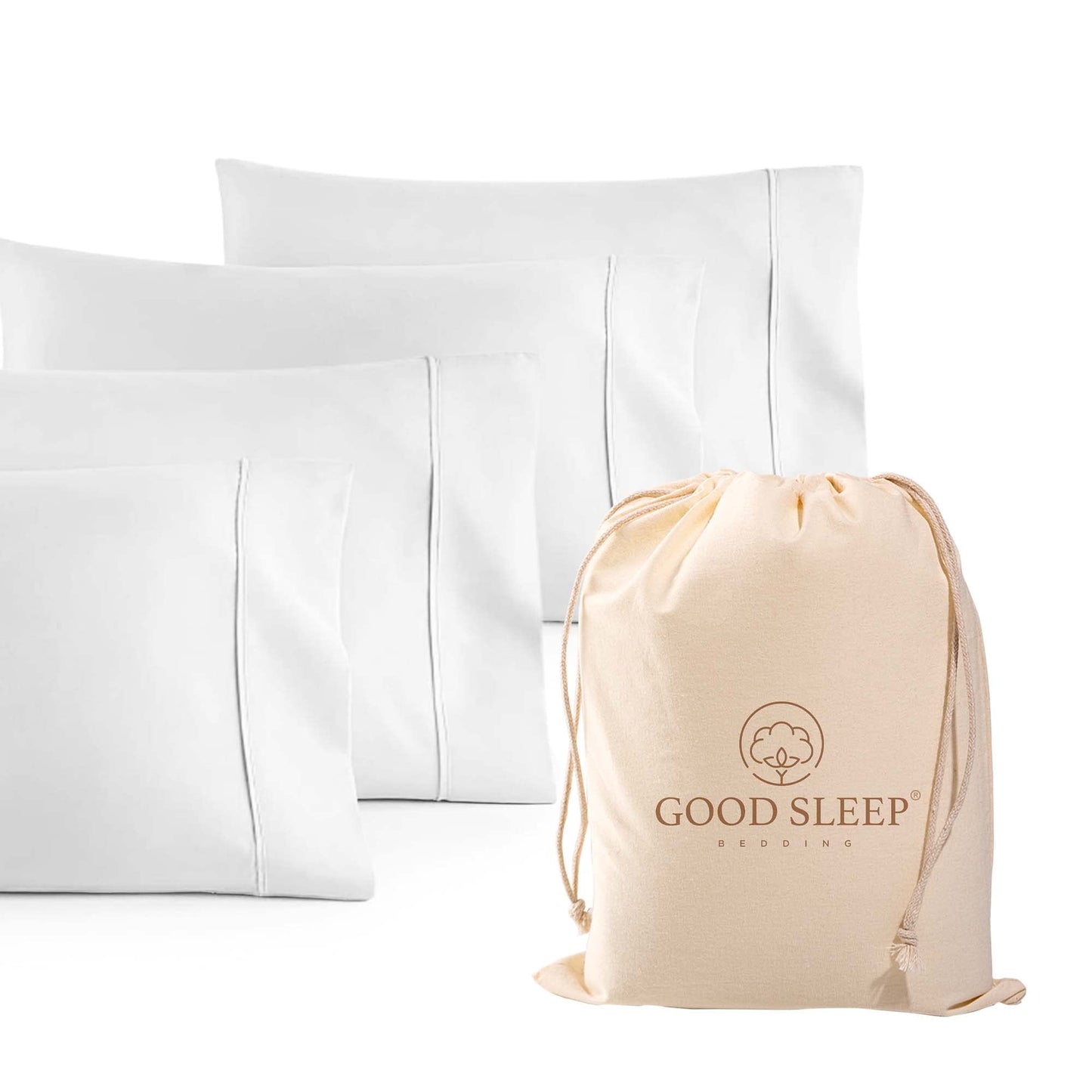 1000 TC White King Pillowcases Set of 4 100% Egyptian Cotton Pillow Cases with Long Staple Cotton & Sateen Weave, Silky Soft Hotel - Like Bed Pillow Covers for Comfy Sleeping, Snug Fit