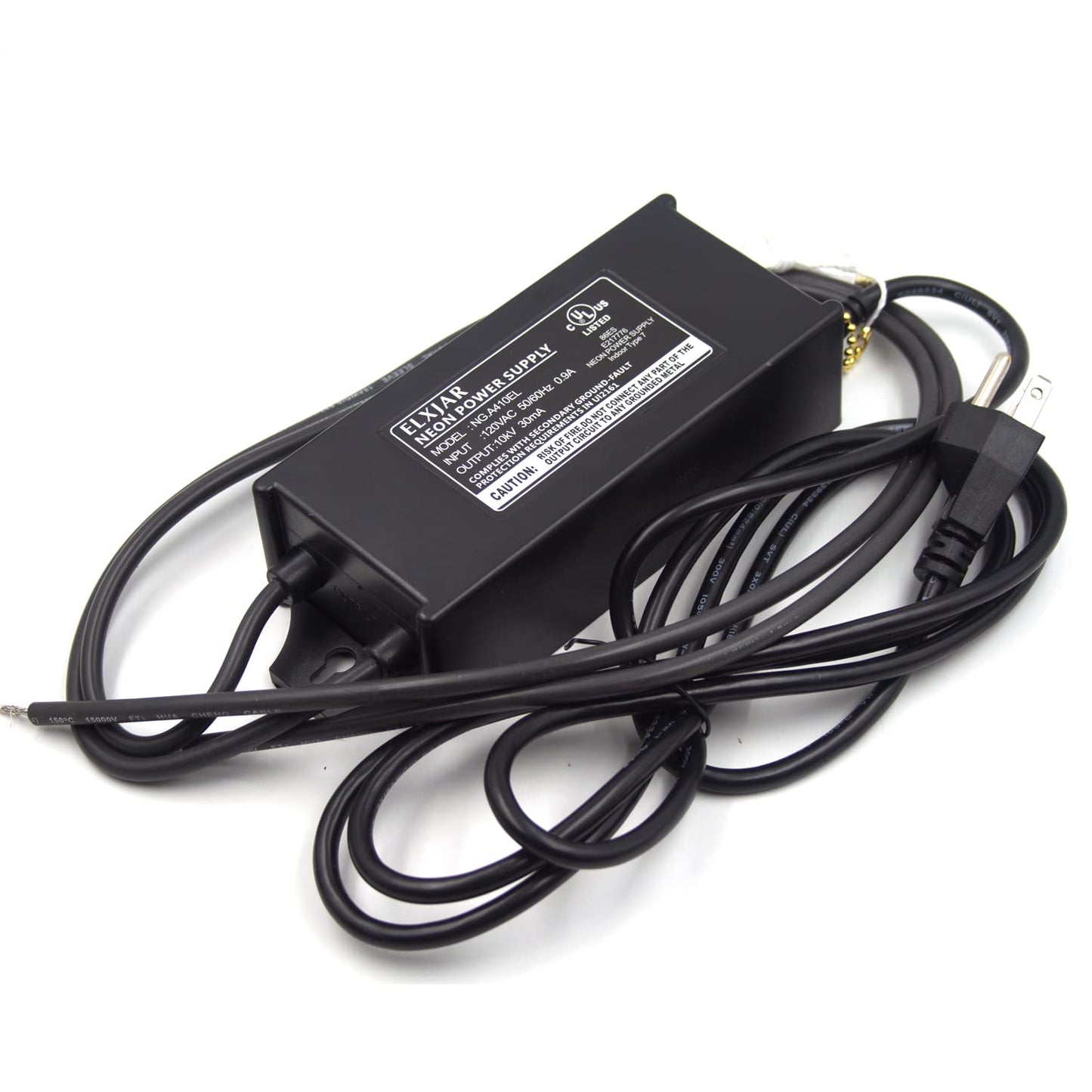 10kV 10000V 30mA NG.A410EL Neon Sign Transformer Power Supply for Glass Neon Tubes 7-15mm Indoor Use with Ground Fault and Overheat Protection 120V Input
