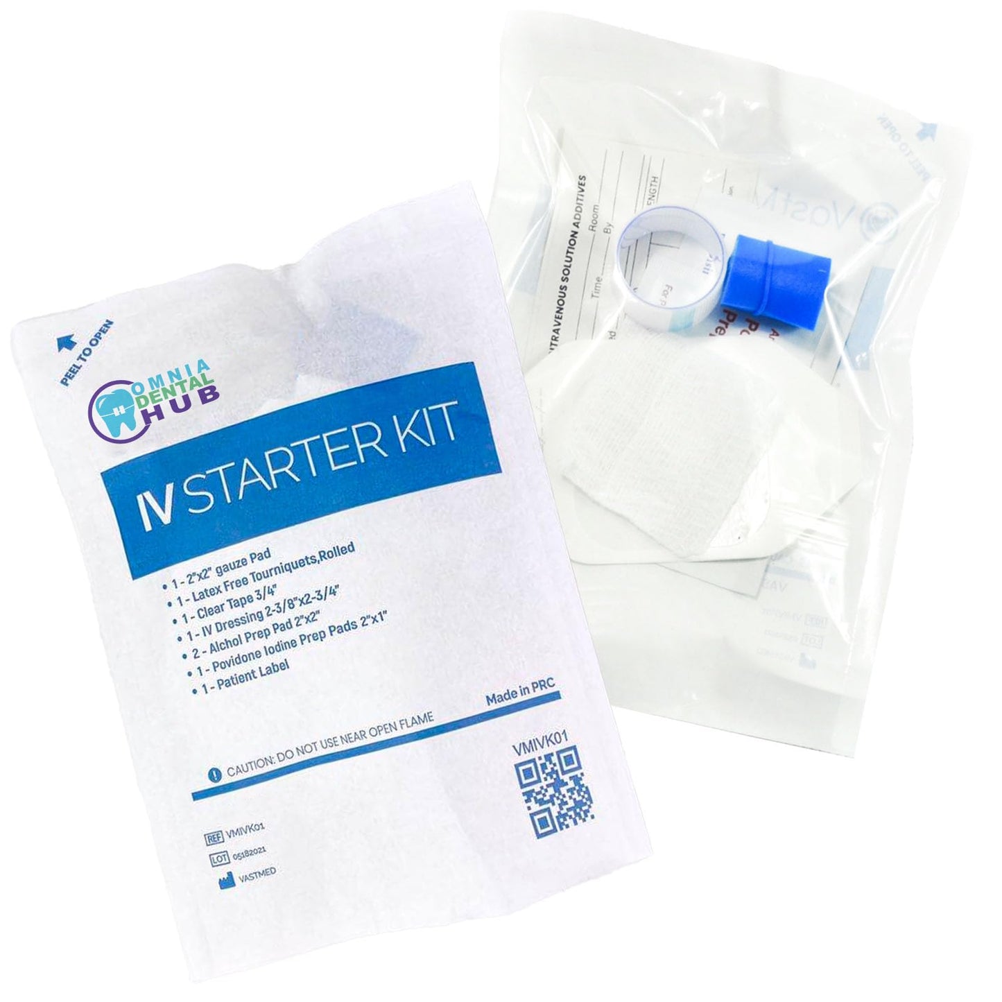 100 PCs IV Starter Kit with Gauze/Chlorascrub Swab by Omnia ONE | Sterile, Ready-to-Use – Complete Kit for IV Insertion – Essential for Medical, Hospital & Emergency Use