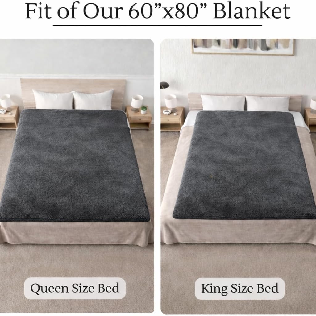 CREW FLX Waterproof Blanket for Bed (80"x60" Queen Size) Reversible Plush Fleece, Moisture Absorbent TPU Layer Stain Proof Couch Bed Mattress Water Proof Cover Light/Dark Gray