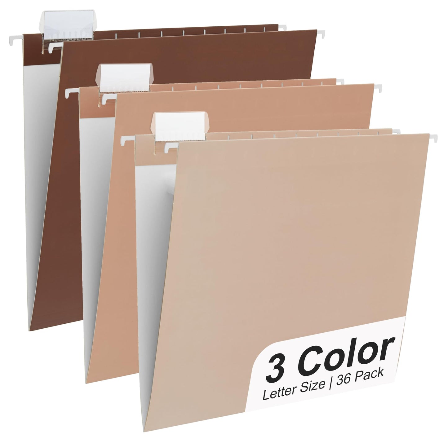 Y YOMA 36 Pack Gradient Hanging File Folders Letter Size Decorative Hanging Folder Pretty File Folder Organizer for Filing Cabinet Office Home with 1/5-Cut Adjustable Tabs, Coco Mocha