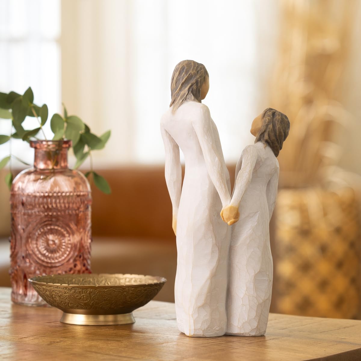 Willow Tree Time Together, “I Love Our time Together”, Figure of Mother and Daughter with clasped Hands, Sculpted Hand-Painted Figure