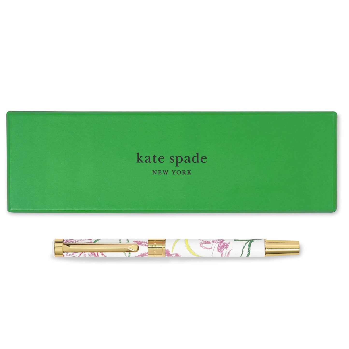 kate spade new york Black Ink Ballpoint Pen with Reusable Gift Box, Professional Office Pen for Women Accepts Standard Refills (Joyful Garden)