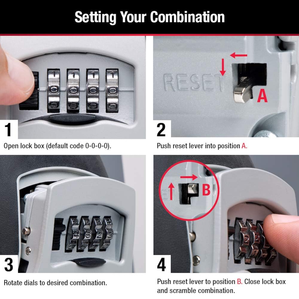 Master Lock Set Your Own combination Wall Mount Lock Box, 5 Key capacity, Black 5401EC