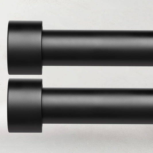 2 Pack Curtain Rods for Windows 28 to 48 Inch(2.3-4ft), 1 Inch Black Adjustable Heavy Duty Curtain Rod Set, Modern Outdoor Drapery Rods for Patio Bedroom, Size 32"- 60"