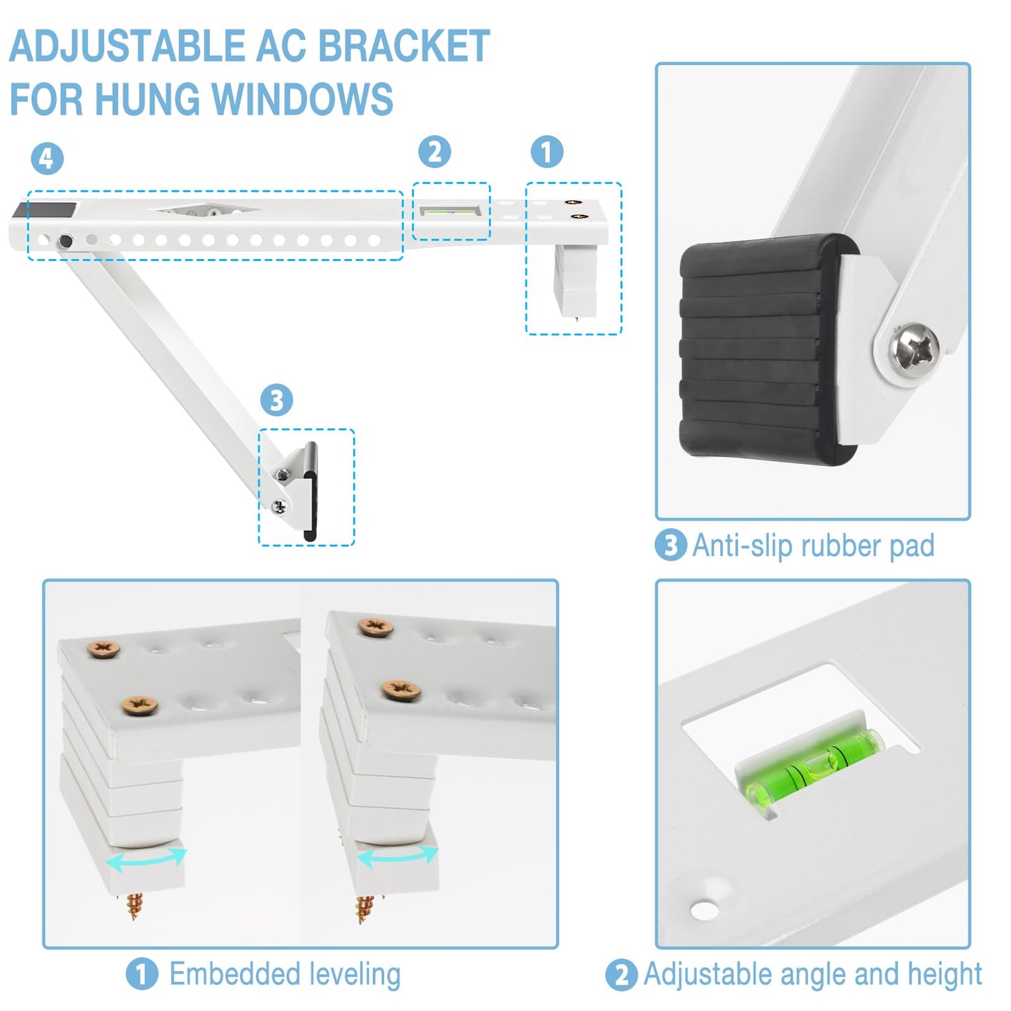 HOXHA Window AC Bracket, Universal Window Air Conditioner Support Bracket, Heavy Duty Window AC Mount, Air Conditioner Holder for Hung Windows, Support Up to 200 lbs