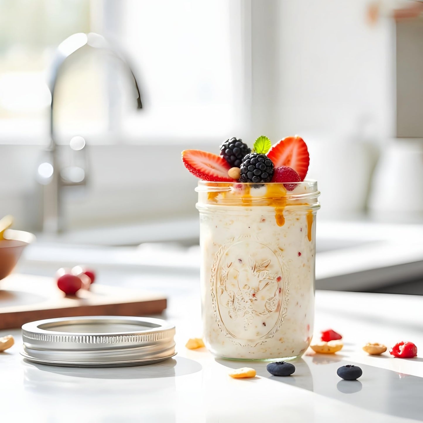 Lonriva 12 Pcs 16oz Wide Mouth Mason Jars, Glass Jars with Silver Metal Lids, Canning Jars for Overnight Oats, Food Storage, Dry Food, Snacks, Candies and More